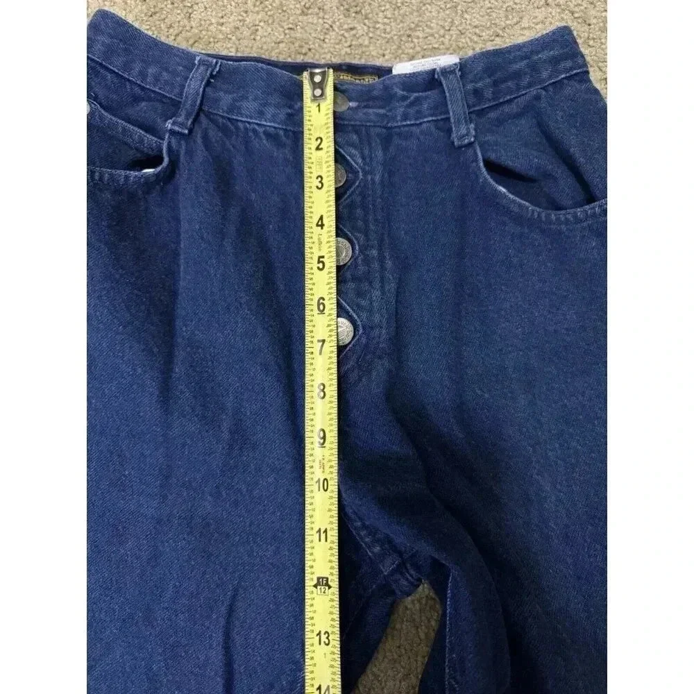 BONJOUR Vintage 80s 90s Womens Jeans Button Fly High Rise Dark Blue 26x30 Retro